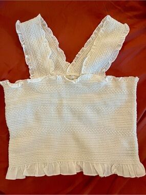 Smocked White Ruffle Tank Top -  Women